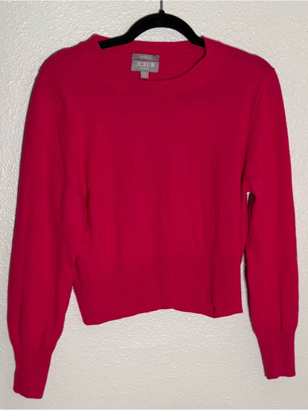 J Crew Cropped Fit Cashmere Sweater Hot Pink Size XL